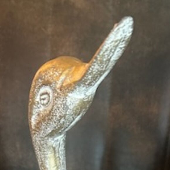 NWT Vintage Large Brassy Swan Planter Rustic Style Distressed Look Flower Pot - Picture 7 of 12